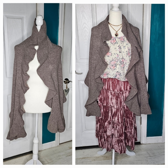 H&M shrug sweater shawl Brown Beige - Picture 9 of 14